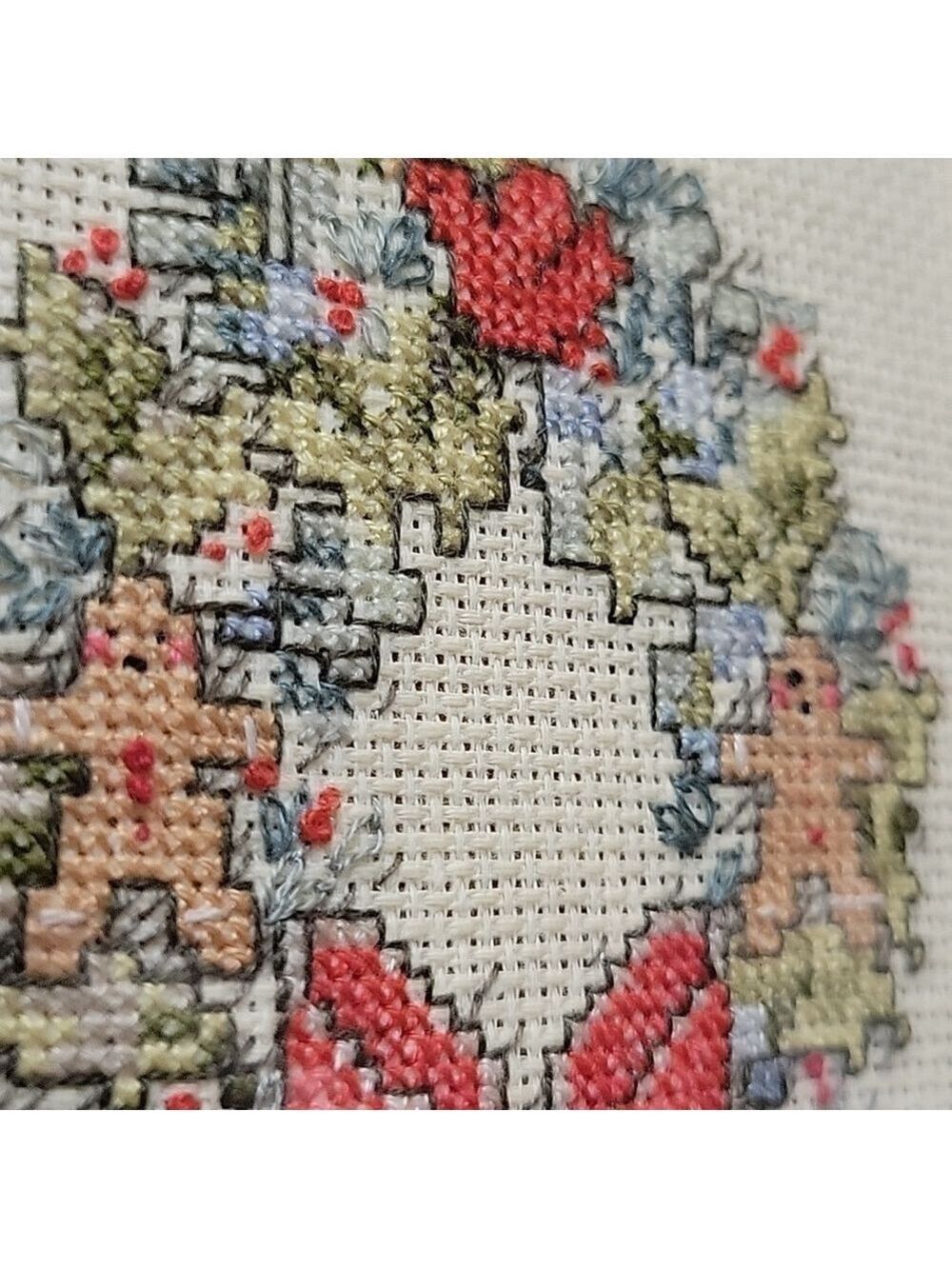 Vintage Christmas Cross Stitch In 5" X 7" Rosewood Frames (Set Of 2) - Picture 7 of 9